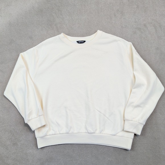 Buffalo David Bitton Minimalist Crewneck Sweatshirt S Cream Cotton Blend Basic — photo 2
